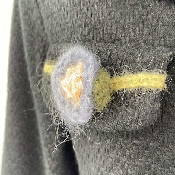 Monkey Wear vintage VTG tweed blazer suit coat jacket crochet flower black - Picture 4 of 12